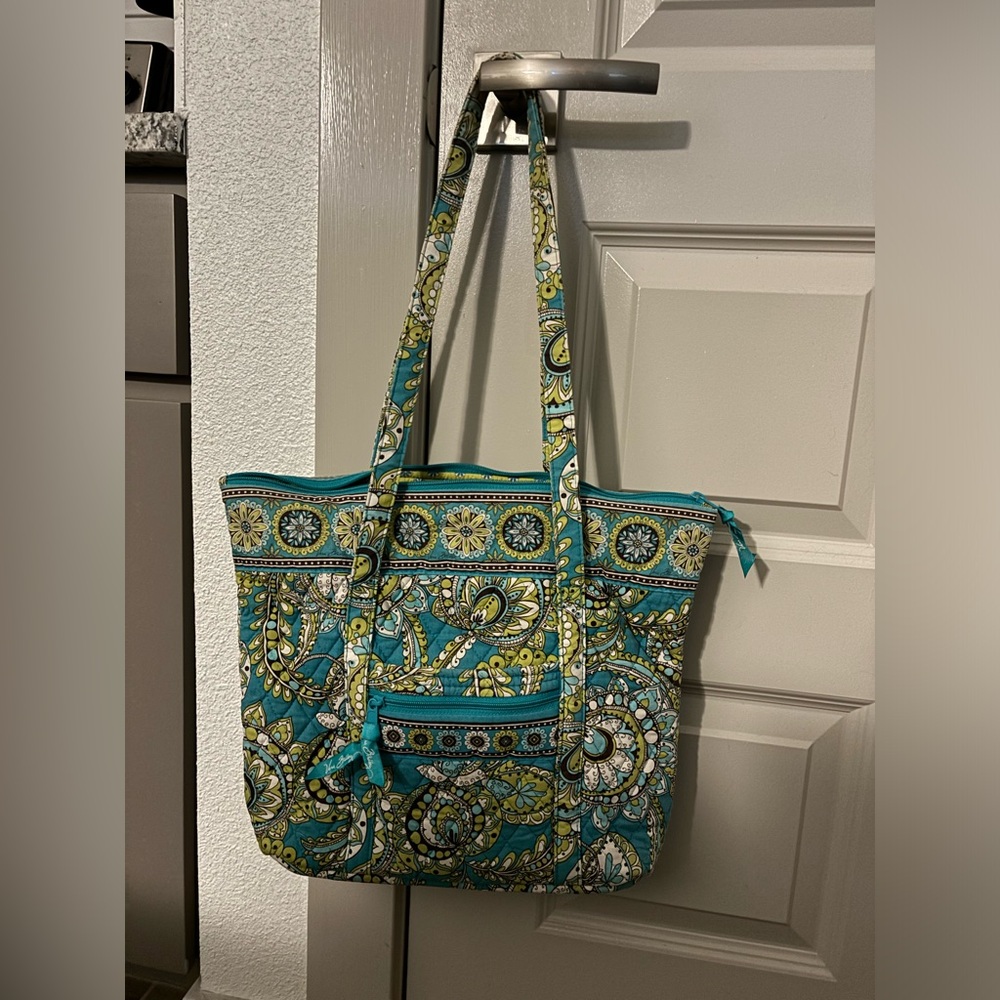 Vera Bradley Teal Paisley Quilted Tote